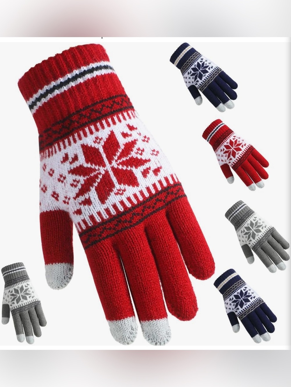 3 pairs winter knit touchscreen gloves warm texting gloves elastic anti-slip